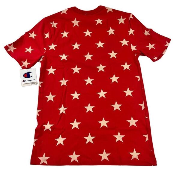 NWT Champion Men’s Red Cotton Heritage T-Shirt US S Star Align Tee | $55 - Picture 2 of 5